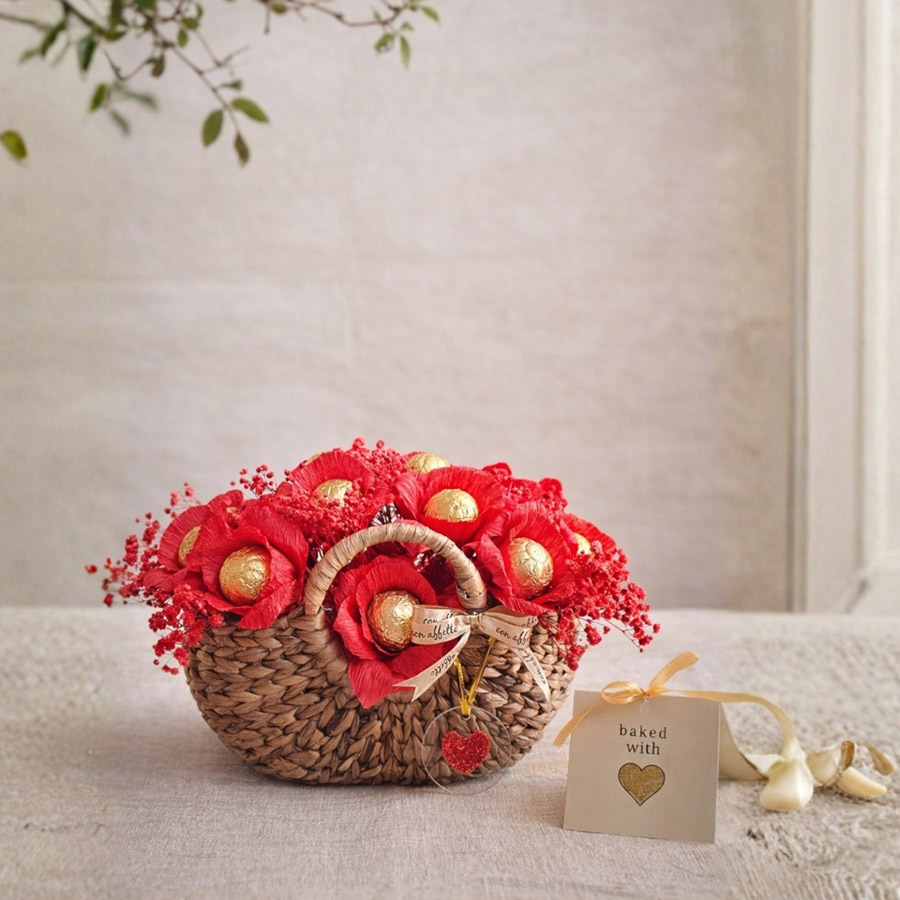 Cake Pop Bouquet - Red Blooms Basket